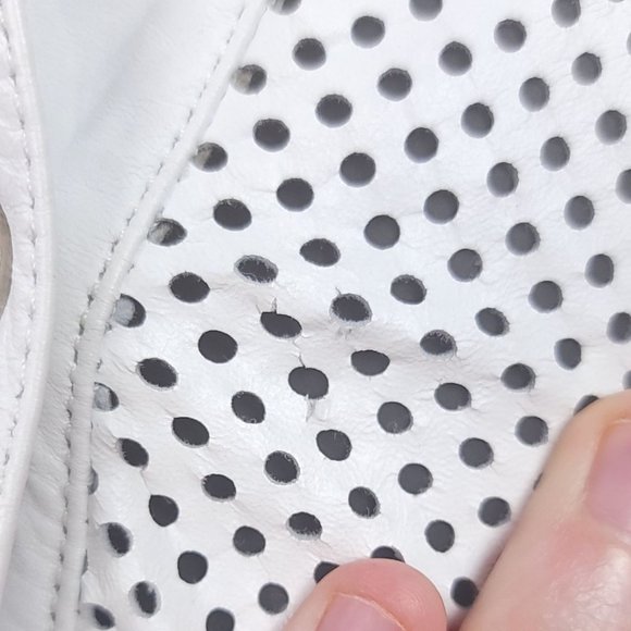 CELINE '00 Michael Kors Perforated Leather Button Up Runway Dress White RARE - Picture 12 of 13